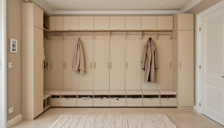 Modern Scandi Fitted Wardrobe | Light Oak & Cream Built-in Closet