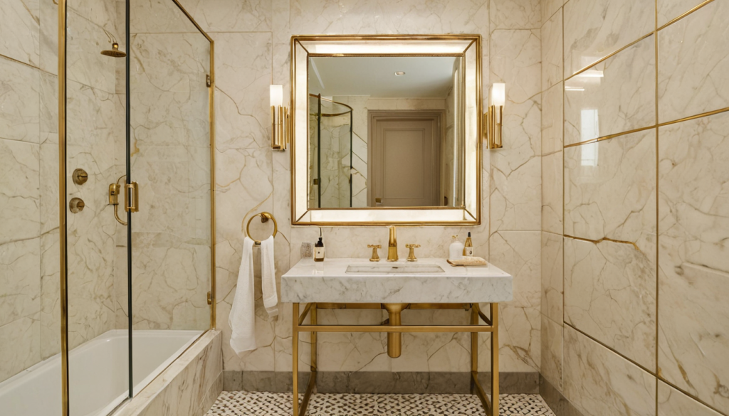 Neo Deco Bathroom: Pastel Palette and Timeless Charm