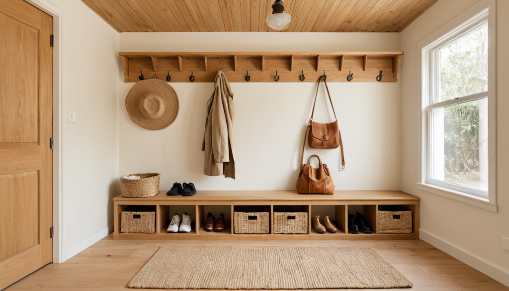 Warm Organic Wood Mudroom — Home Decor Ideas
