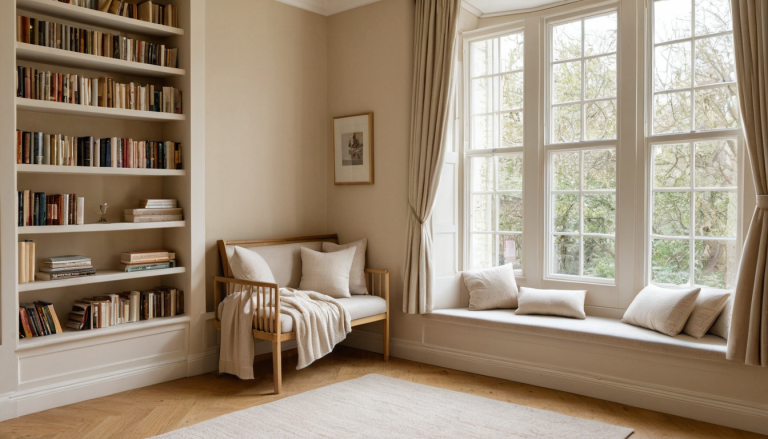 Quiet Luxury Beige Reading Nook: Soothing Sanctuary