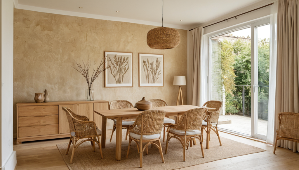 Warm Organic Wood Dining Room