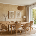 Warm Organic Wood Dining Room