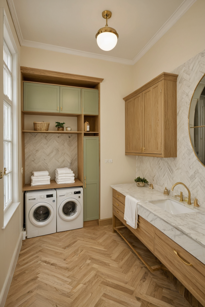 Neo Deco Laundry Room Ideas — Art Deco Glamour with Grey Accents — interior inspiration