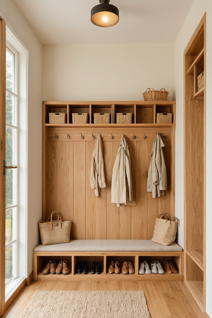 Mudroom Ideas — Warm Organic Wood Chic Home Decor — interior inspiration