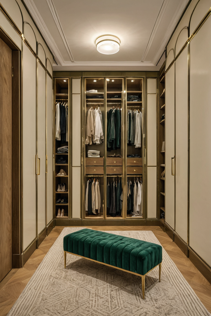 Neo Deco Walk-in Closet Ideas — Industrial Glamour & Chic — interior inspiration