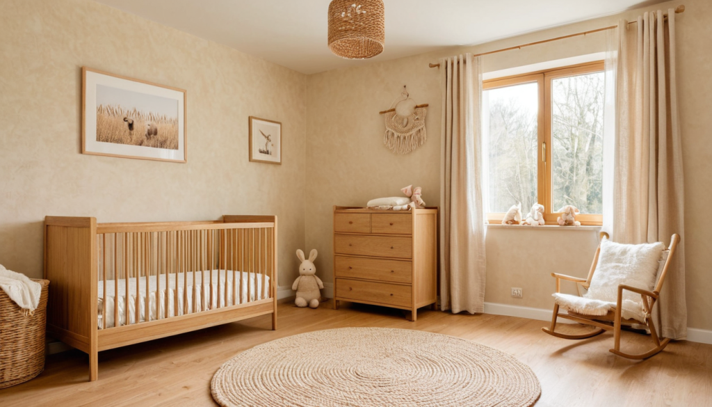 Warm Organic Wood Nursery: Cozy Sanctuary