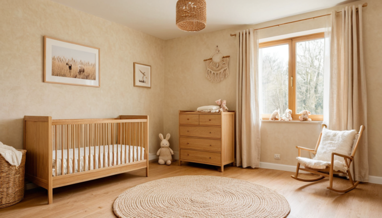 Warm Organic Wood Nursery: Cozy Sanctuary