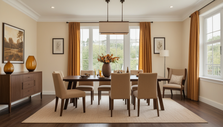 Warm Amber Dining Room: Cozy Elegance