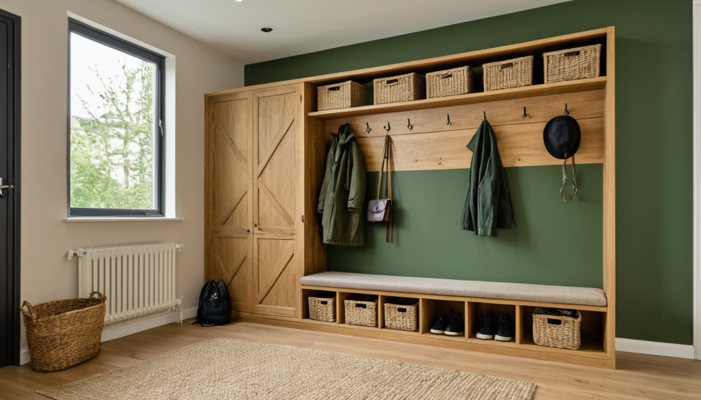 Forest Earthy Green Mudroom: Natural Chic Drop Zone