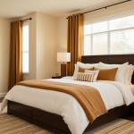 Warm Amber Bedroom: Cozy Retreat with Nature-Inspired Elegance