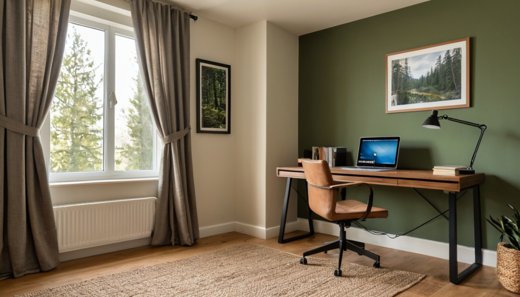 Forest Earthy Green Workspace: A Nature-Inspired Oasis