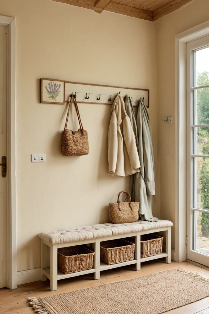 Cottagecore Warm Entryway Ideas — Grey Wood and Velvet — interior inspiration