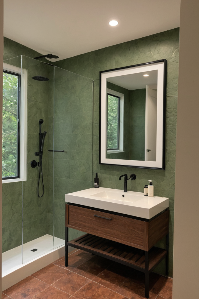 Bathroom Ideas — Forest Earthy Green Natural Oasis — interior inspiration