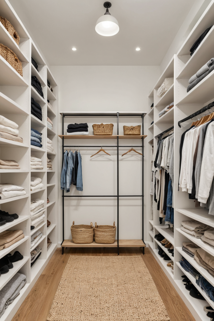 Modern Farmhouse Walk-in Closet Ideas — Rustic Chic with Grey and Wood — interior inspiration