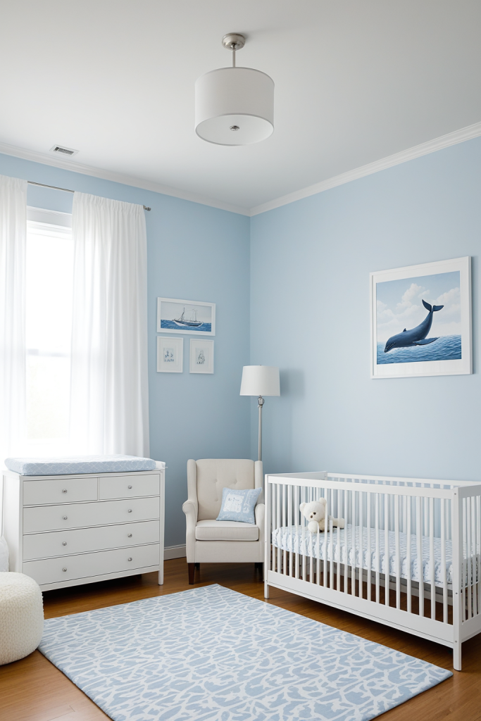 Nursery Ideas — Cool Blue White Modern — interior inspiration