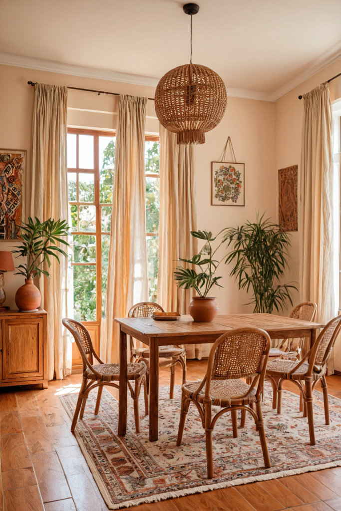 Boho Chic Dining Room: Where Nature Meets Artistry — interior inspiration