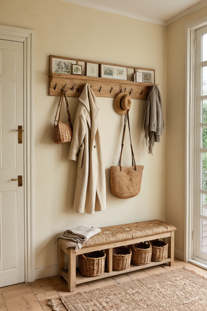 Cottagecore Warm Entryway Ideas — Grey Wood and Velvet