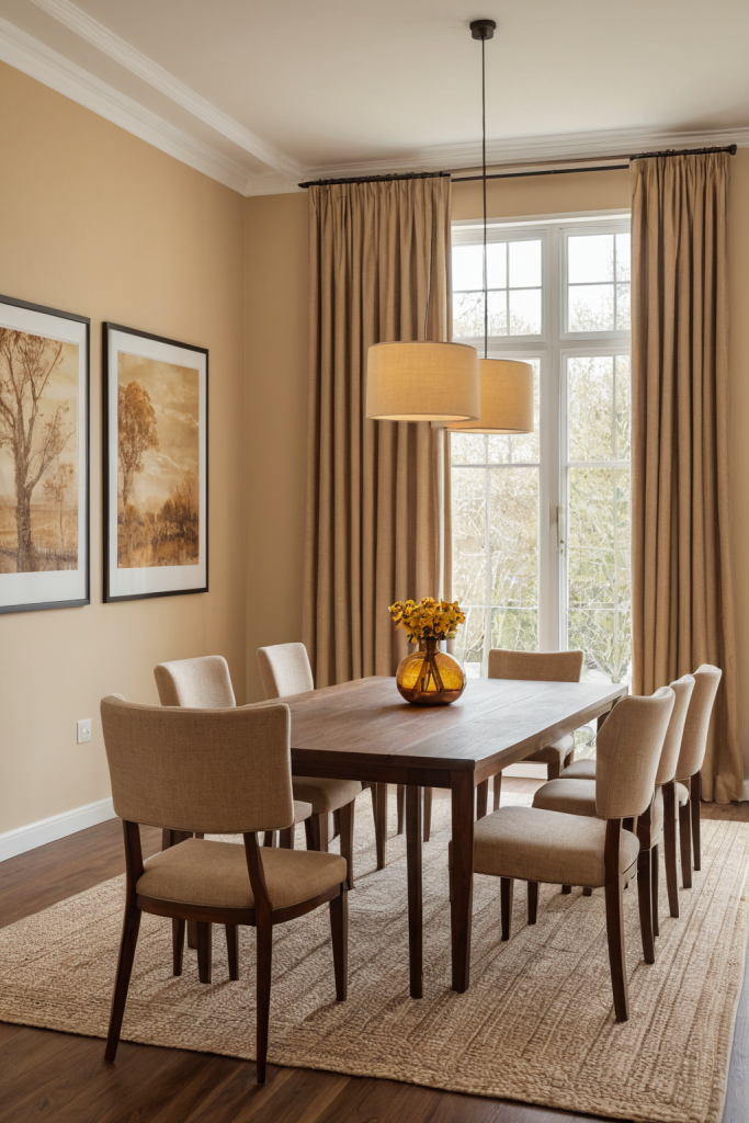 Warm Amber Dining Room: Cozy Elegance