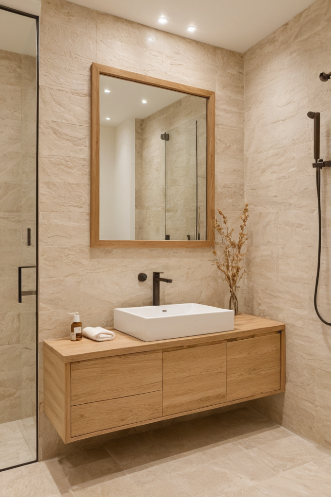 Warm Organic Wood Bathroom — Home Decor Ideas