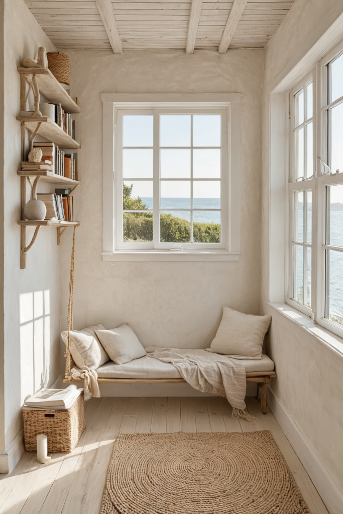 Coastal Linen Reading Nook: Serene Sanctuary