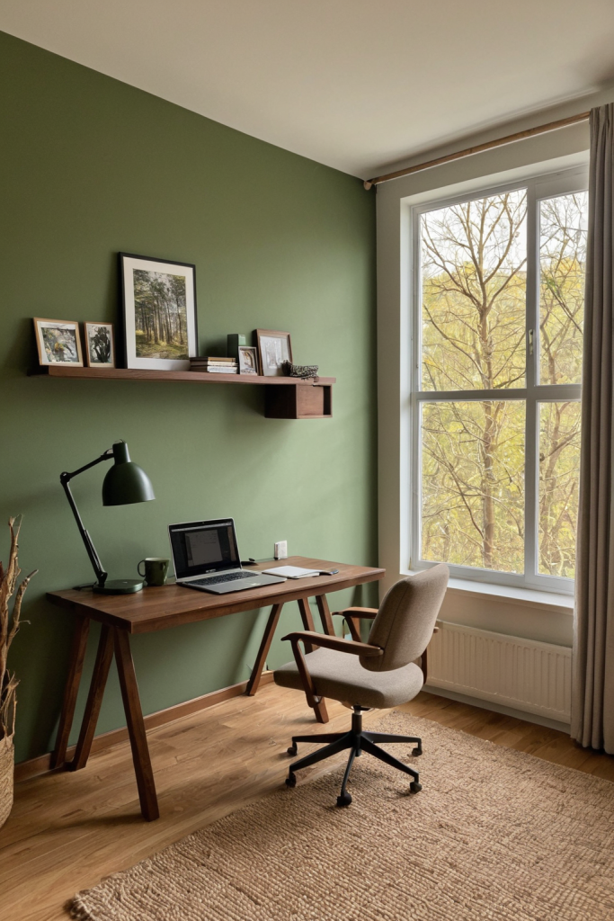 Forest Earthy Green Workspace: A Nature-Inspired Oasis