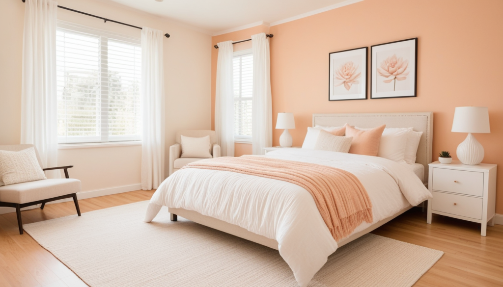 Soft Pastel Bedroom – Peach Accent — Home Decor Ideas