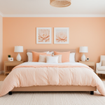 Soft Pastel Bedroom with Peach Accent