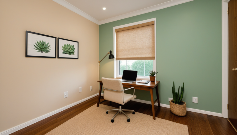 Cozy Jade Green Workspace: A Small Space Oasis