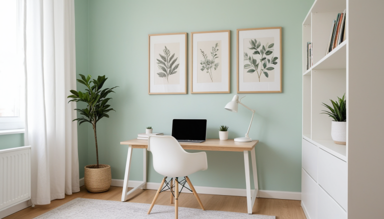 Soft Pastel Workspace: Creating Calm in a Small Space