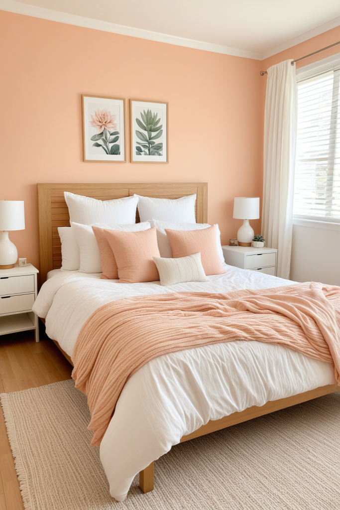 Soft Pastel Bedroom – Peach Accent — Home Decor Ideas — interior inspiration