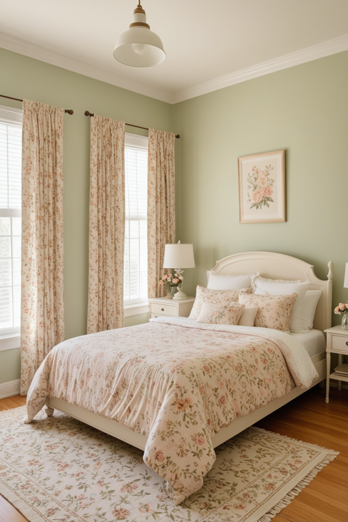 Bedroom Ideas — Floral Daydream, Soft Plum & Blush Walls — interior inspiration