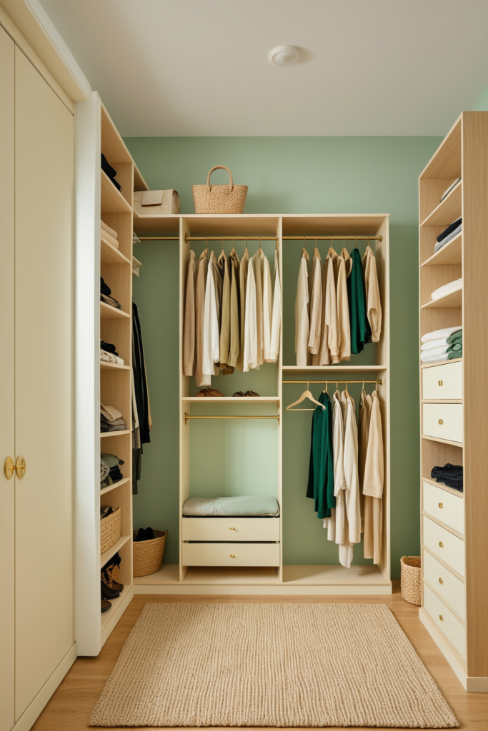 Jade Green Walk-in Closet Ideas — Jade Warm Cream Chic