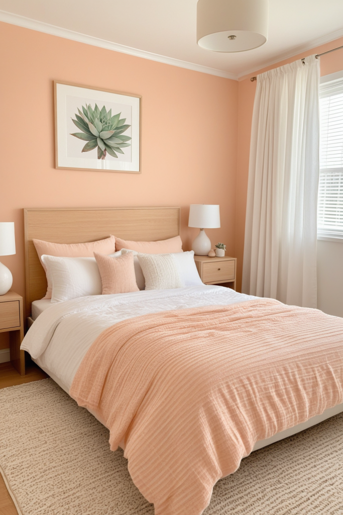 Soft Pastel Bedroom – Peach Accent — Home Decor Ideas