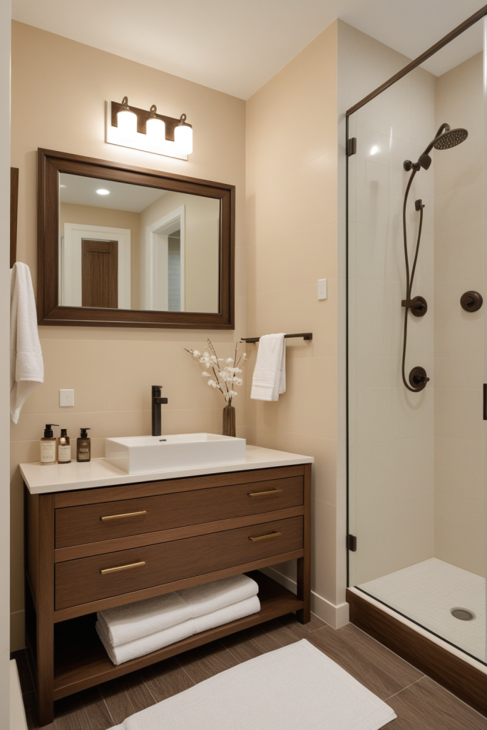 Bathroom Ideas — Warm Amber Wood Cozy Home