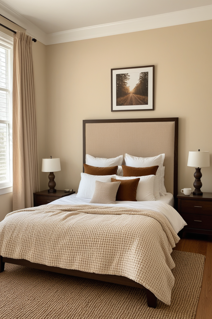 Mocha Cappuccino Bedroom Ideas — Cozy Layer with Warm Grey and Ivory Accents