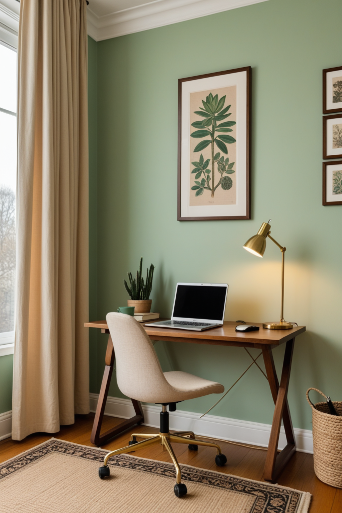 Cozy Jade Green Workspace: A Small Space Oasis