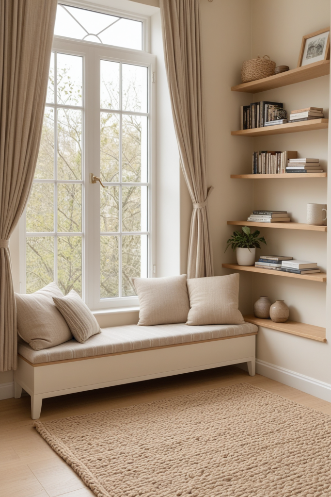 Cozy Lagom Natural Reading Nook: A Sanctuary of Soft Light